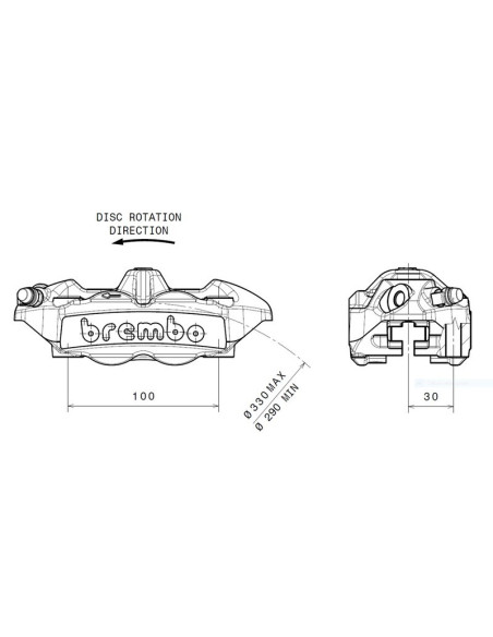 Brembo M4 front right brake caliper (titanium, Ø34 mm)