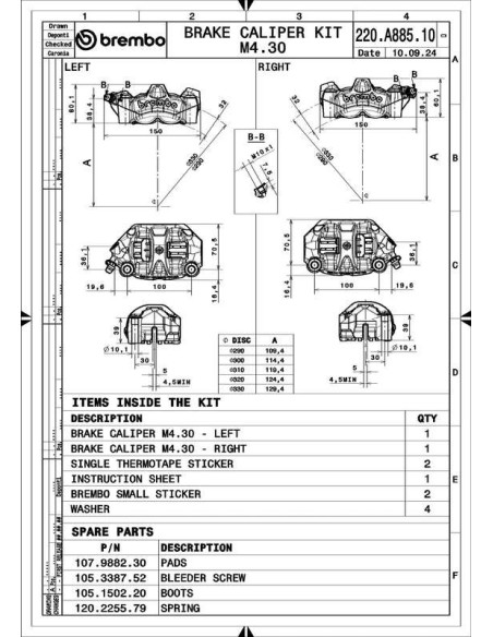 Brembo M50 front brake caliper pair