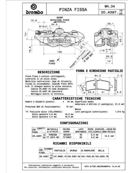 Brembo M4 front brake caliper pair