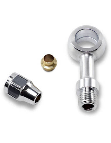 UNIVERSAL BRAKE LINE FITTING CHROME 7/16"-BANJO STRAIGHT